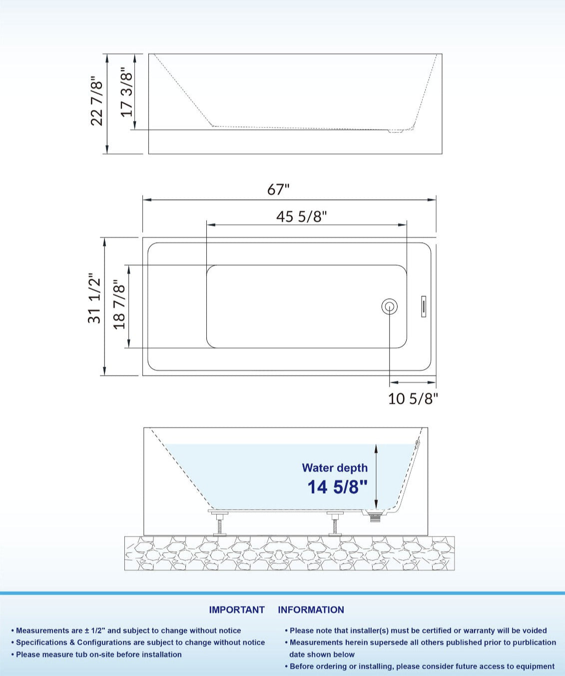 Hako 67" Freestanding Bathtub