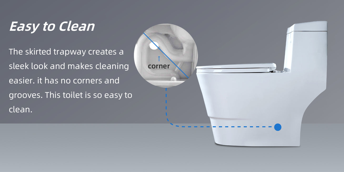 Halden One-Piece Elongated Toilet - easy to clean feature