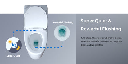 Halden One-Piece Elongated Toilet - super quiet flushing feature