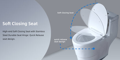 Halden One-Piece Elongated Toilet - soft closing seat feature