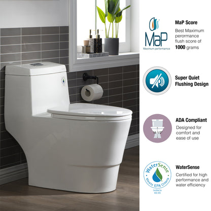 Halden One-Piece Elongated Toilet - profile view