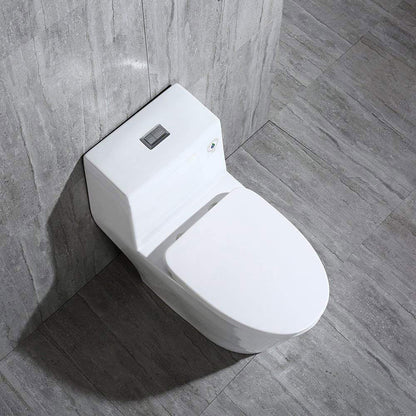 Halden One-Piece Elongated Toilet - flush button detail