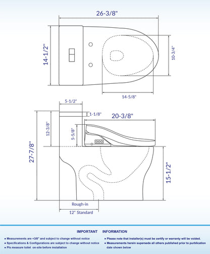 Isadora Elongated Intelligent Bidet Toilet - seat detail
