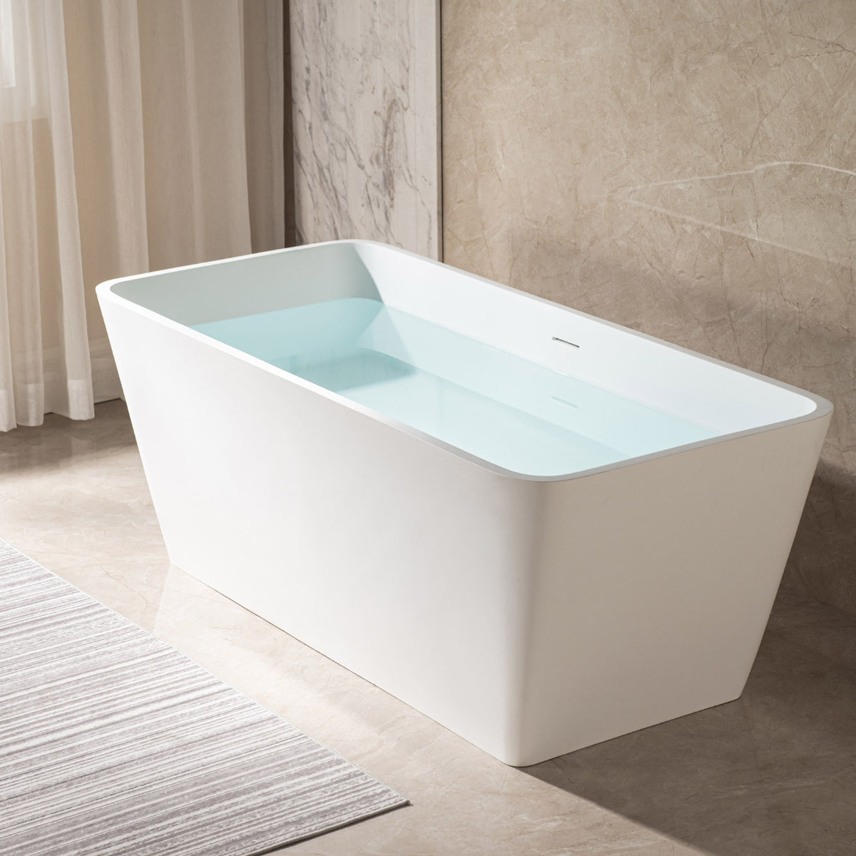 Kasten 59 inch freestanding acrylic soaking bathtub, rectangular