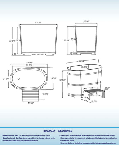 Ki 43" Freestanding Bathtub