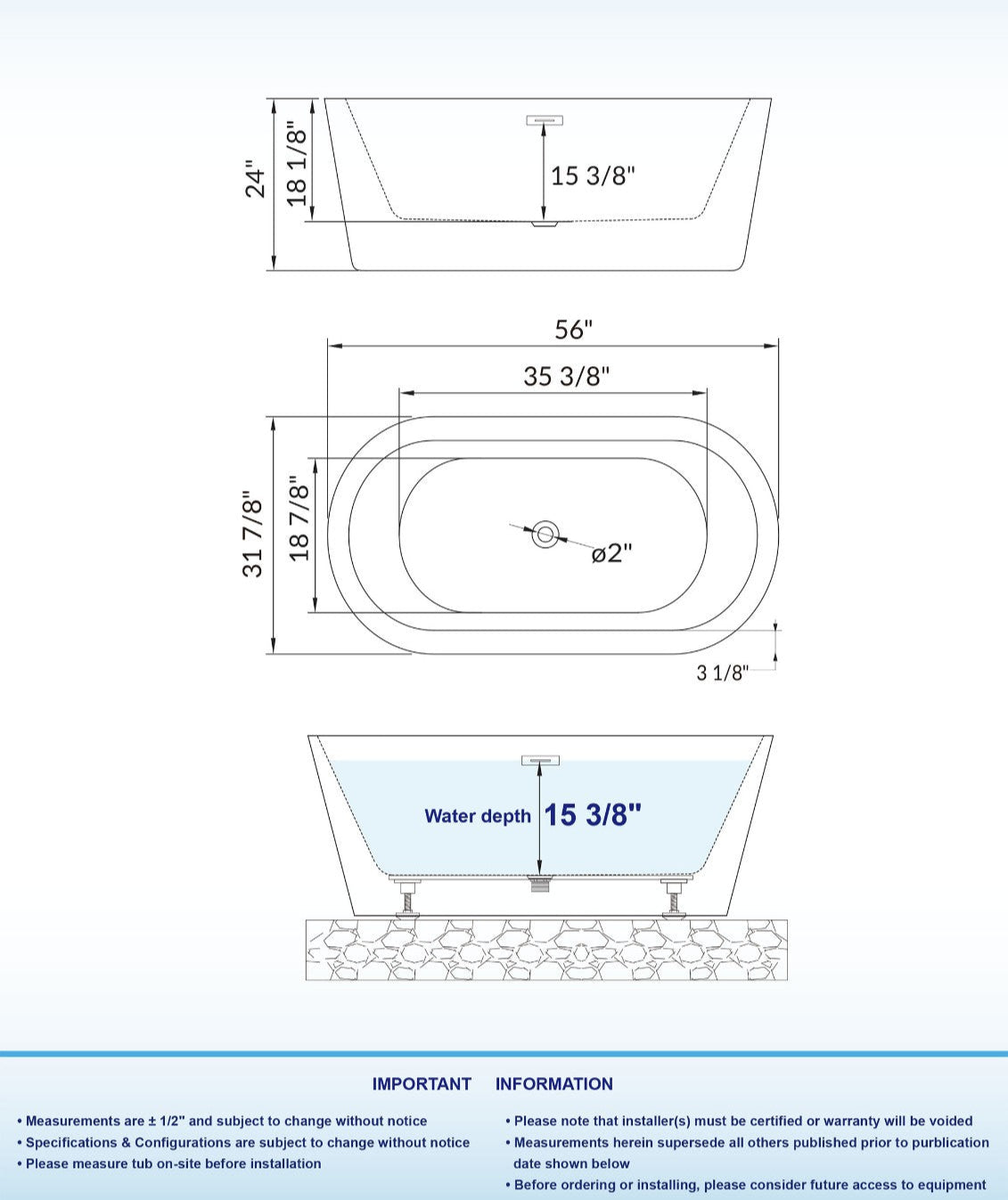 Kiri 56" Freestanding Bathtub