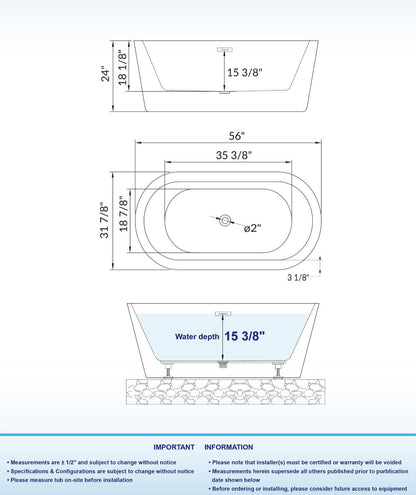 Kiri 56" Freestanding Bathtub