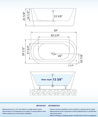Kiri 59" Freestanding Bathtub