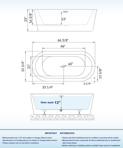 Kiri 67" Freestanding Bathtub