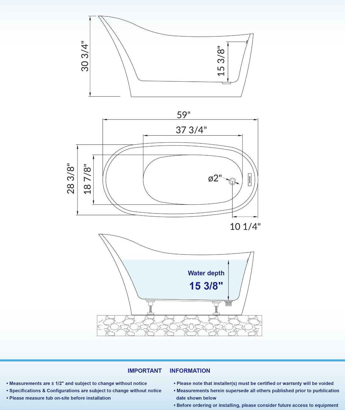 Lahar 59" Freestanding Bathtub