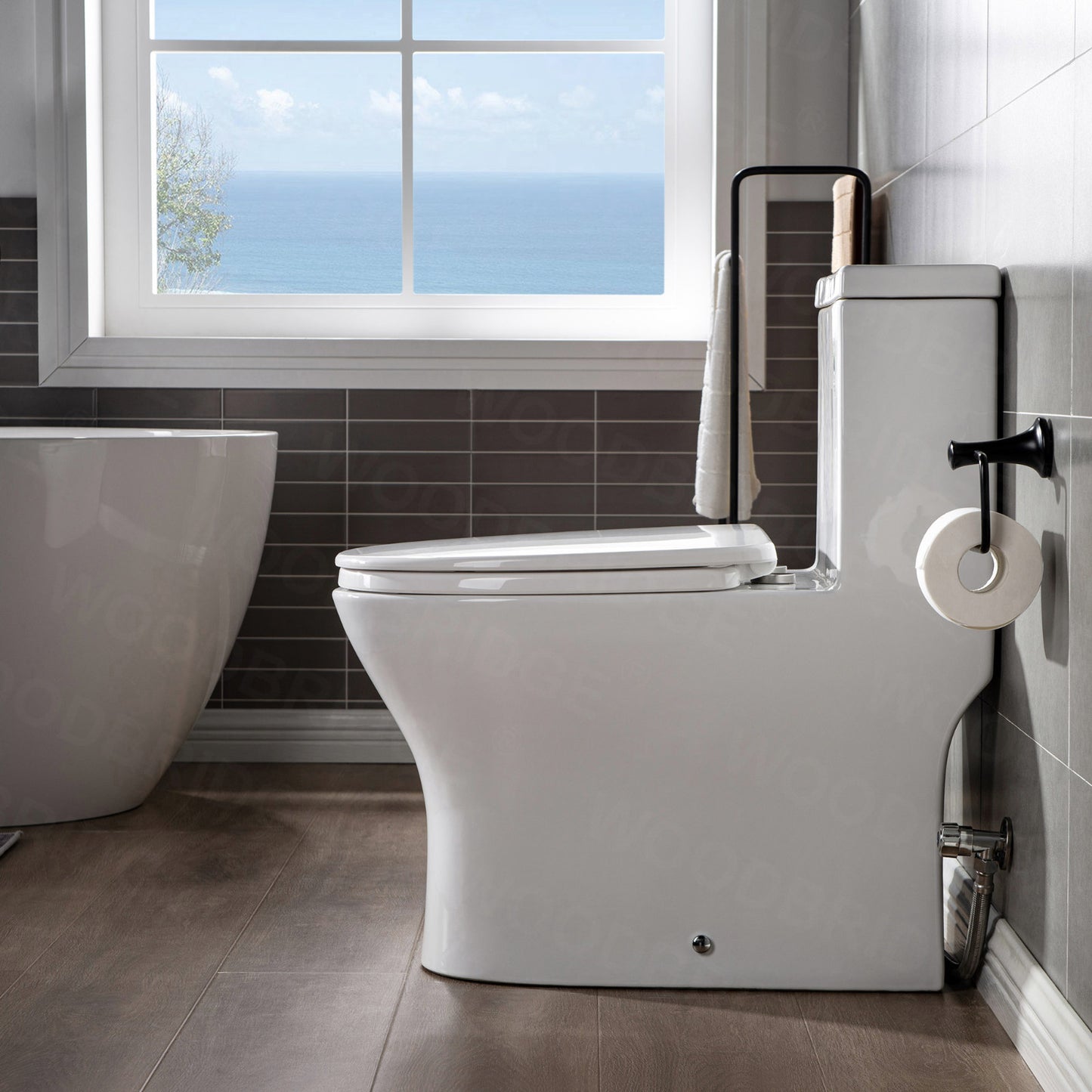 Linden One-Piece Elongated Toilet - three-quarter view