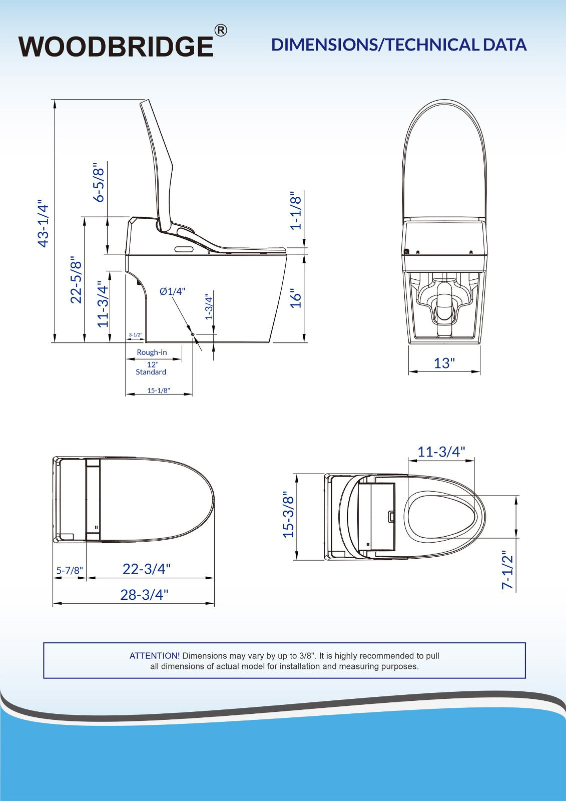 Marlow One-Piece Intelligent Bidet Toilet - remote control