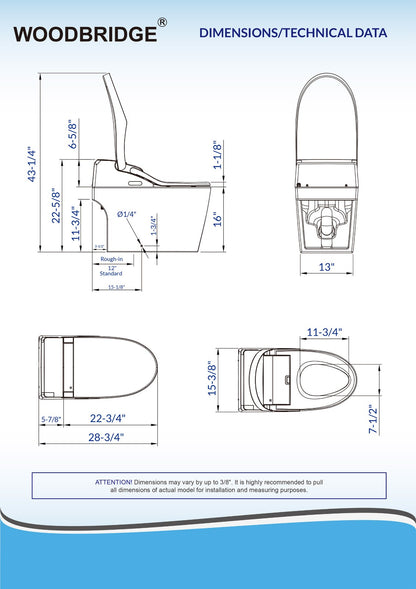 Marlow One-Piece Intelligent Bidet Toilet - remote control