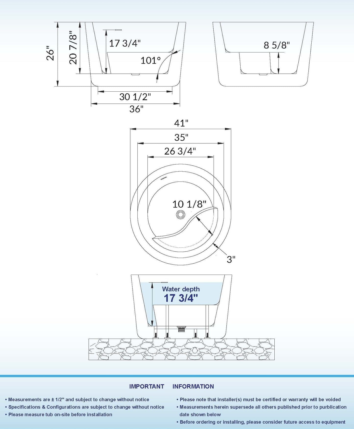 Marui 41" Freestanding Bathtub