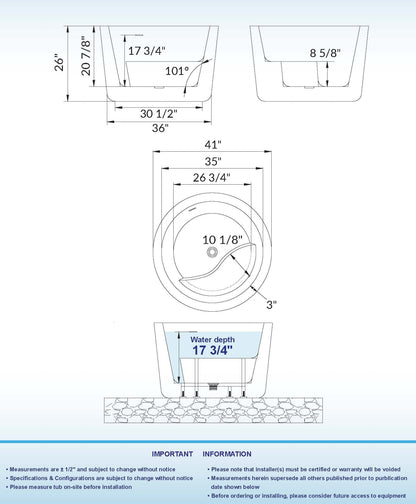 Marui 41" Freestanding Bathtub