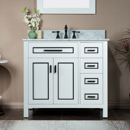 Milan 36" Freestanding Bathroom Vanity with Stone Top and Porcelain Undermount Sink
