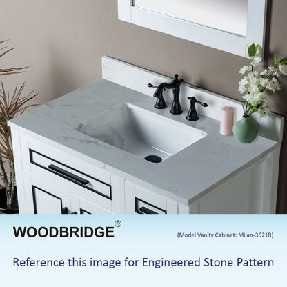 Milan 36" Freestanding Bathroom Vanity with Stone Top and Porcelain Undermount Sink