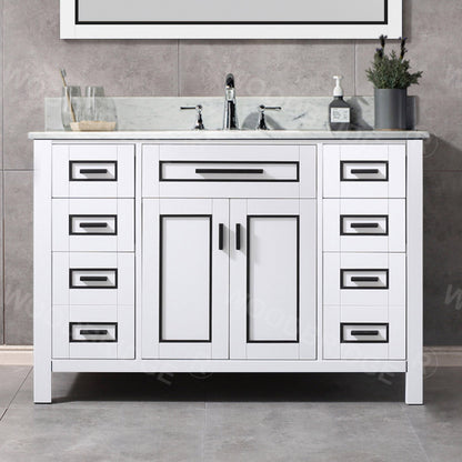 Milan 48" Freestanding Bathroom Vanity with Stone Top and Porcelain Undermount Sink