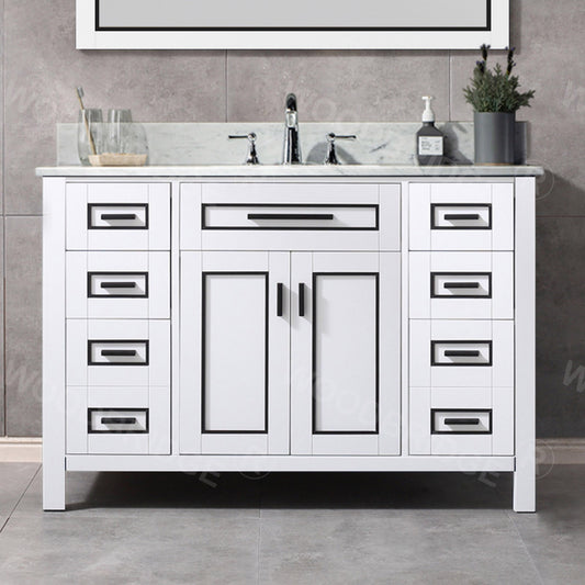 Milan 48" Freestanding Bathroom Vanity with Stone Top and Porcelain Undermount Sink