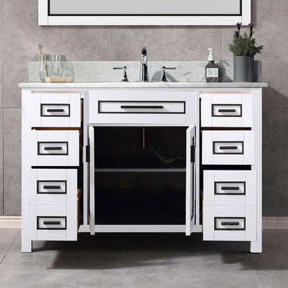 Milan 48" Freestanding Bathroom Vanity with Stone Top and Porcelain Undermount Sink