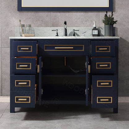 Milan 48" Freestanding Bathroom Vanity with Stone Top and Porcelain Undermount Sink