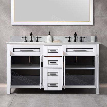 Milan 60" Freestanding Bathroom Vanity with Stone Top and Porcelain Undermount Sink