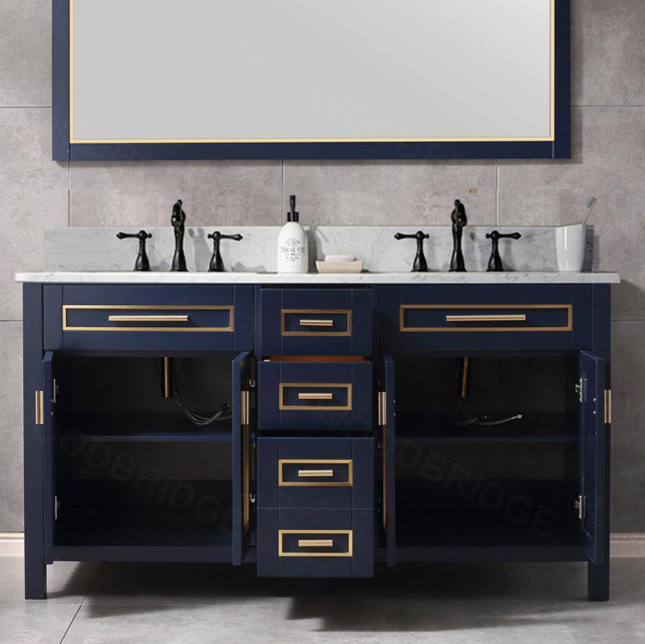 Milan 60" Freestanding Bathroom Vanity with Stone Top and Porcelain Undermount Sink