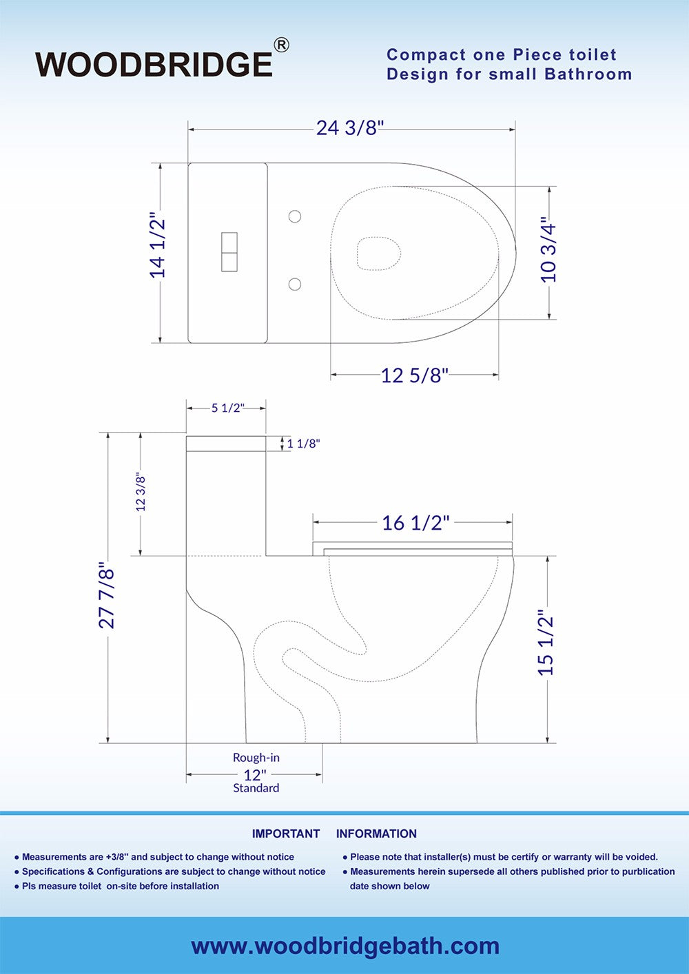 Miro Compact One-Piece Toilet - profile view