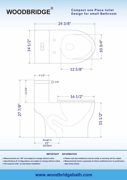 Miro Compact One-Piece Toilet - profile view