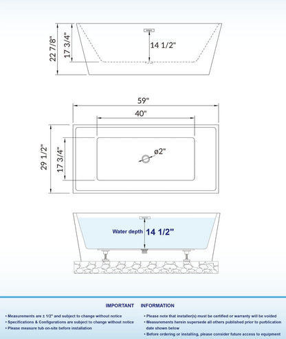 Nami 59" Freestanding Bathtub