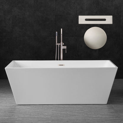 Nami 67 inch freestanding acrylic soaking bathtub, rectangular