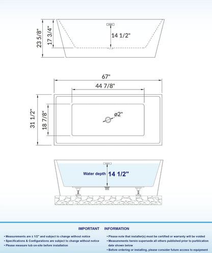 Nami 67" Freestanding Bathtub