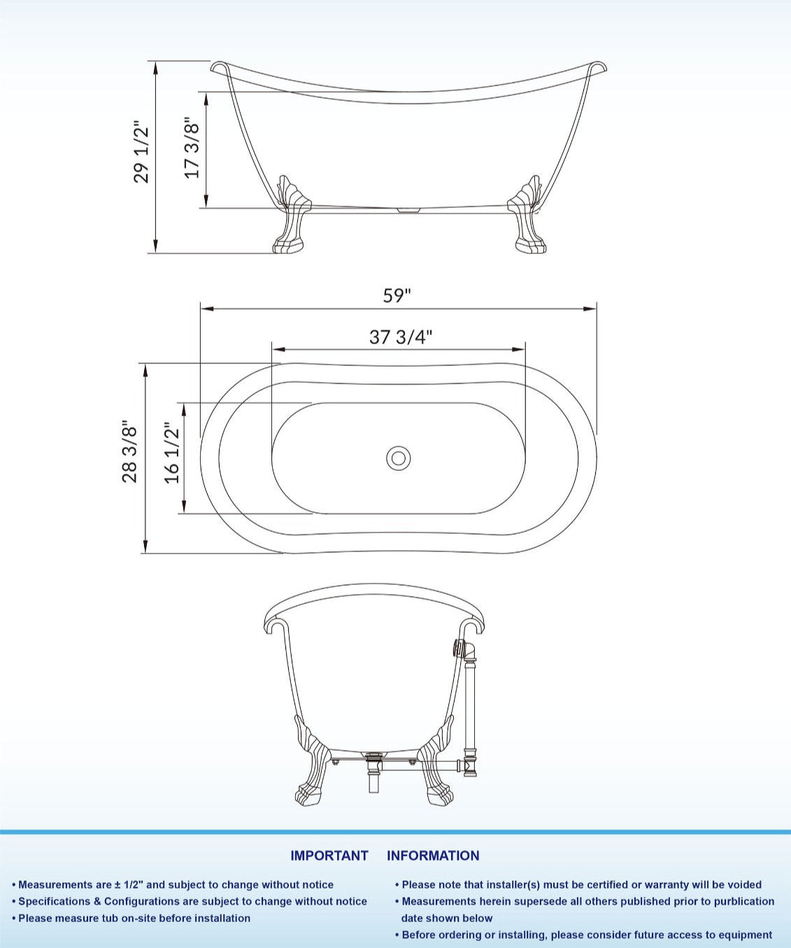 Navi 59" Freestanding Bathtub
