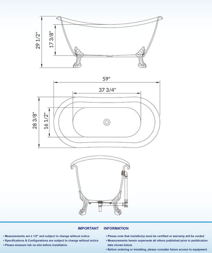 Navi 59" Freestanding Bathtub