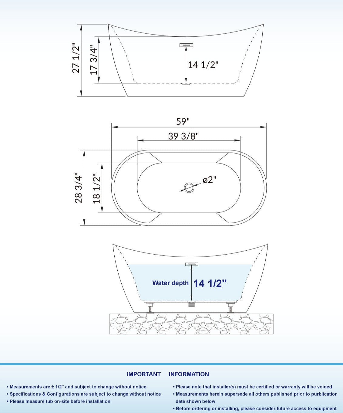 Niebla 59" Freestanding Bathtub
