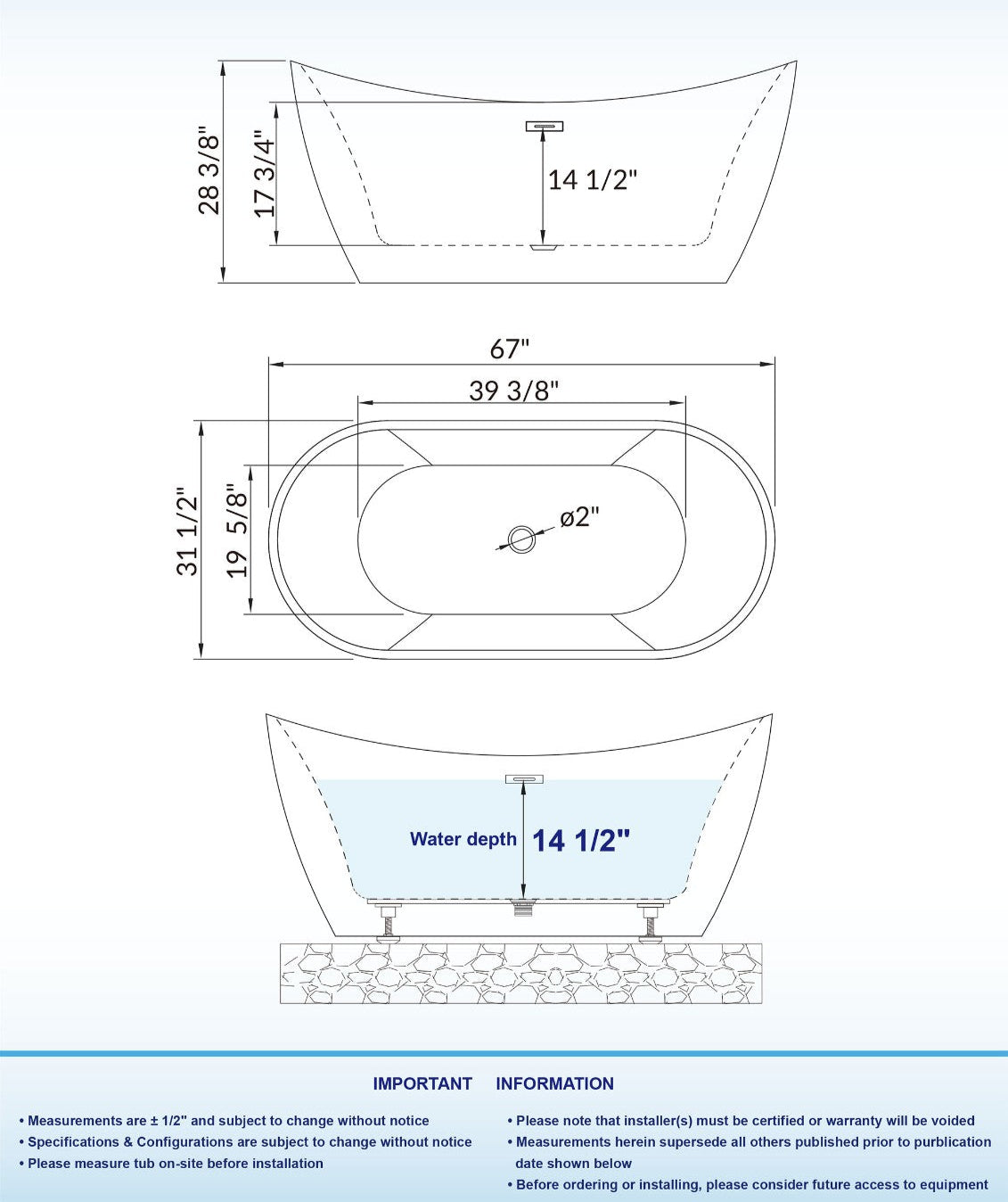 Niebla 67" Freestanding Bathtub