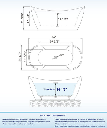 Niebla 67" Freestanding Bathtub