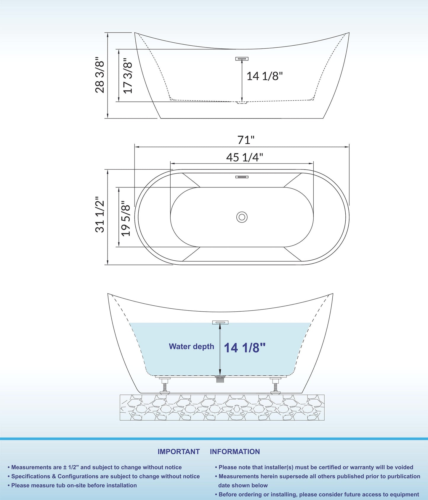Niebla 71" Freestanding Bathtub
