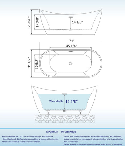 Niebla 71" Freestanding Bathtub