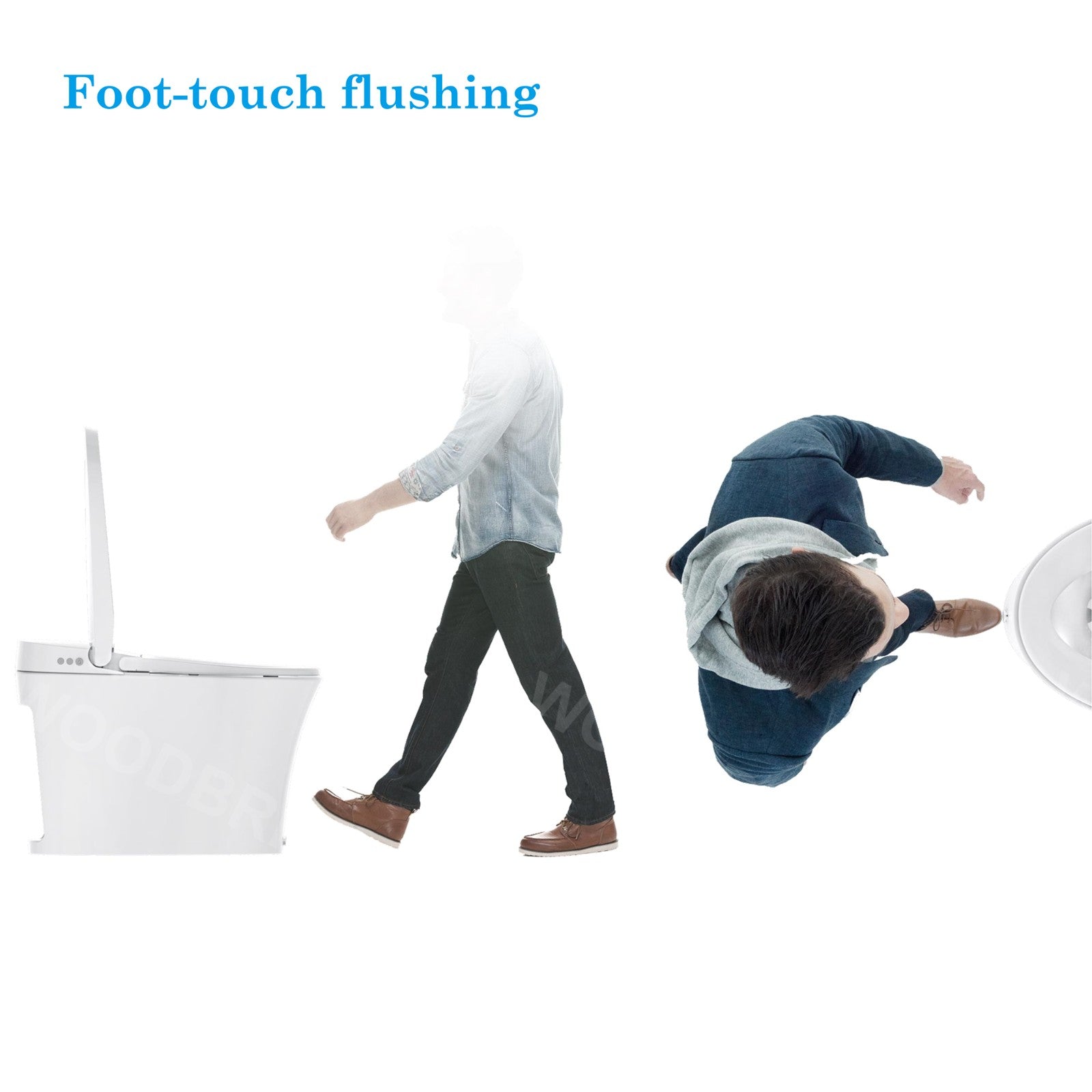 Nolan Tankless One-Piece Toilet - flush button detail