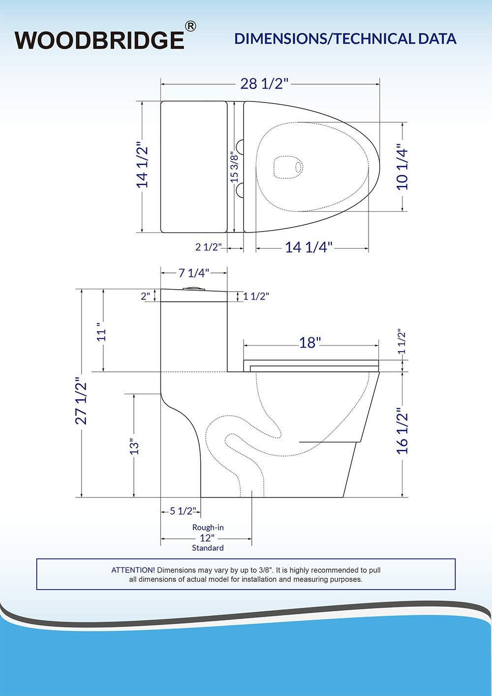 Onyx One-Piece Elongated Toilet - rear view