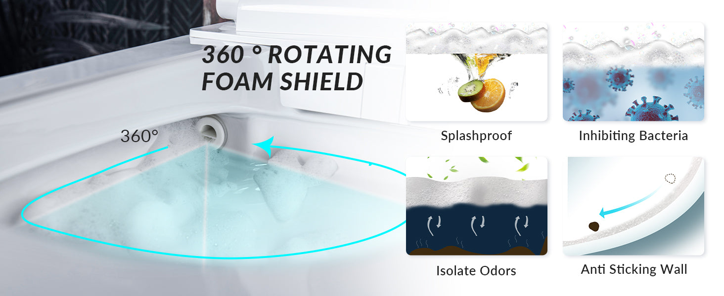 Orion Intelligent Voice-Control Bidet Toilet - 360 rotating foam shield
