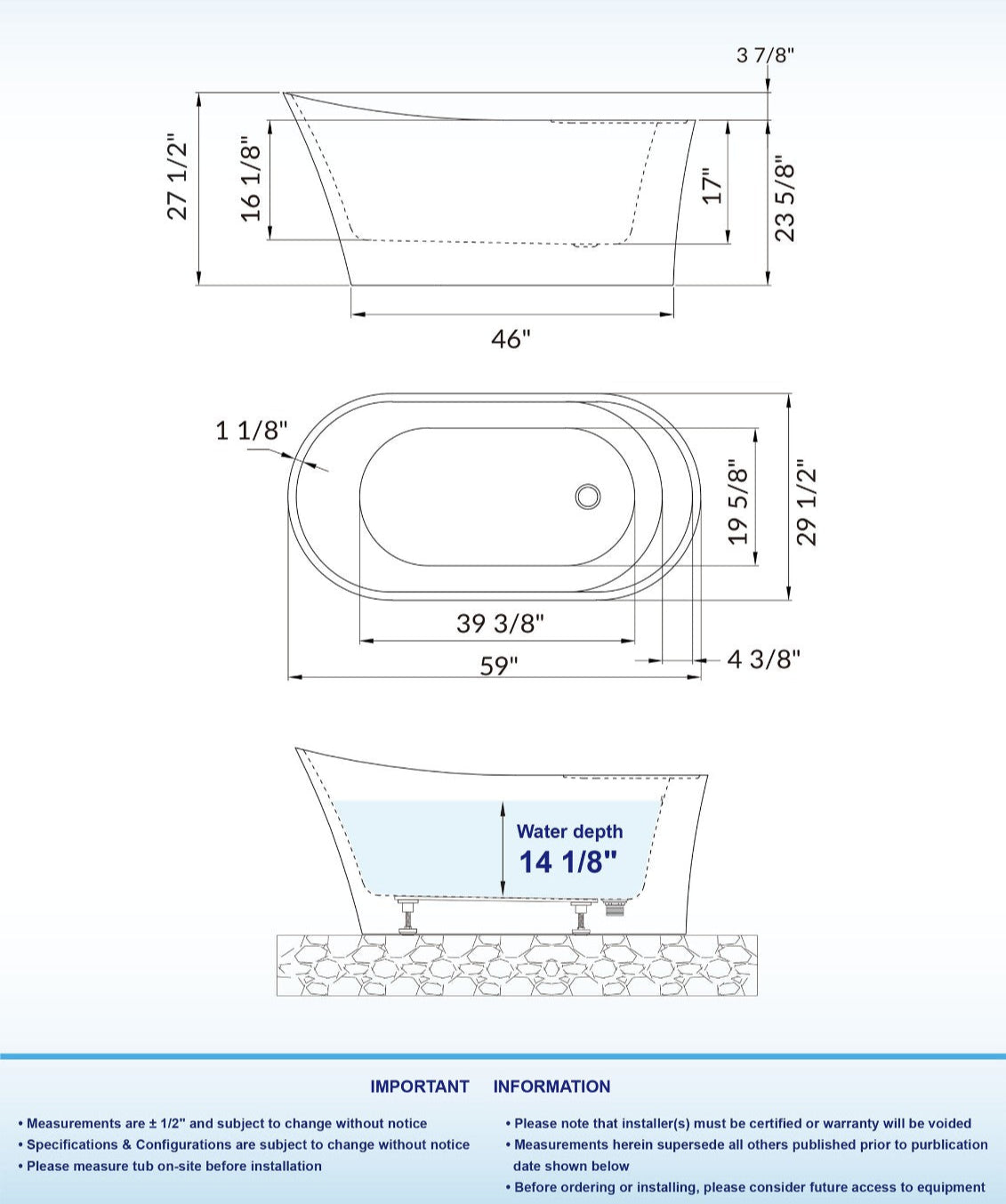 Pado 59" Freestanding Bathtub