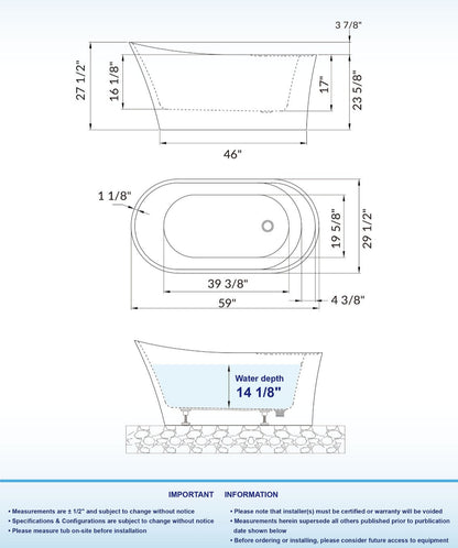 Pado 59" Freestanding Bathtub