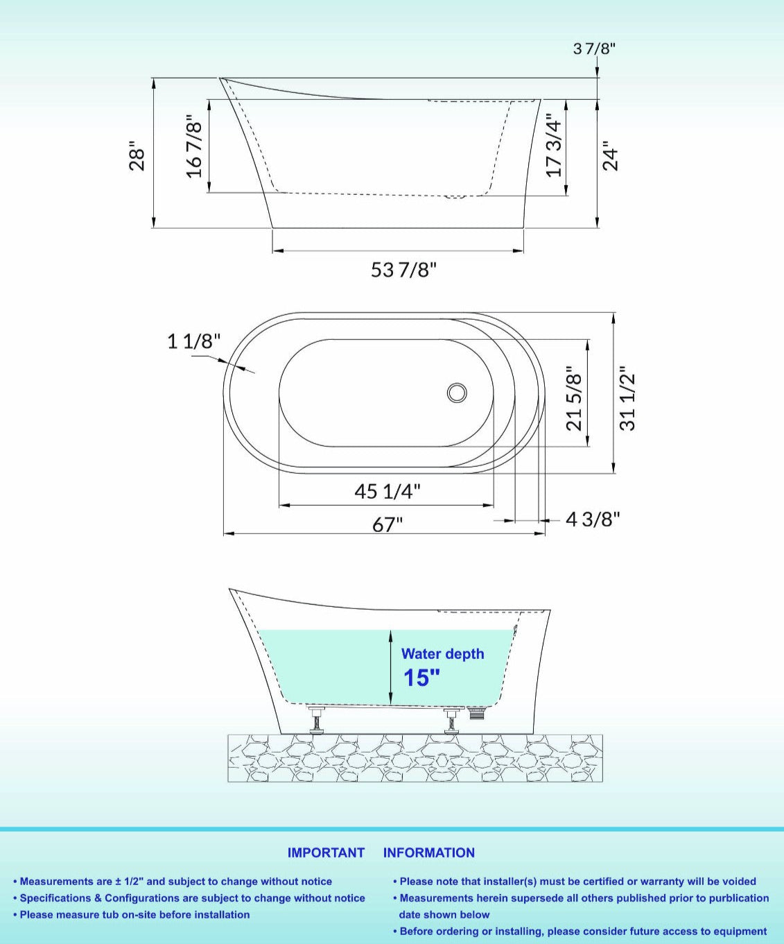 Pado 67" Freestanding Bathtub