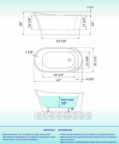 Pado 67" Freestanding Bathtub