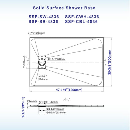 Prism Offset Zero Threshold Solid Surface Shower Base Pan