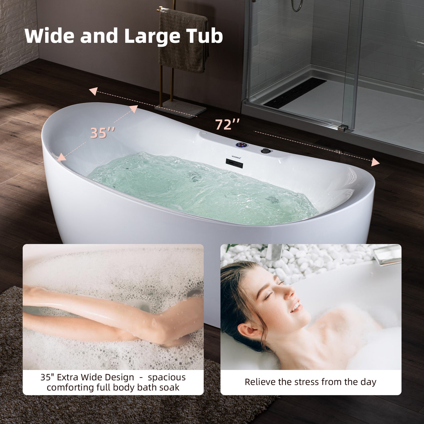Remolino 72" Freestanding Whirlpool Bathtub