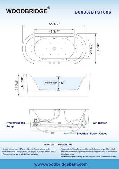 Remous 67" Freestanding Whirlpool Bathtub