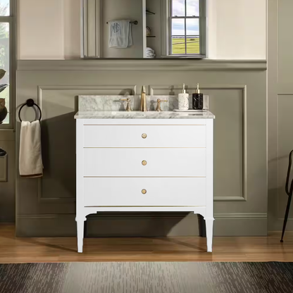 Roma 30" Freestanding Bathroom Vanity with Stone Top and Porcelain Undermount Sink